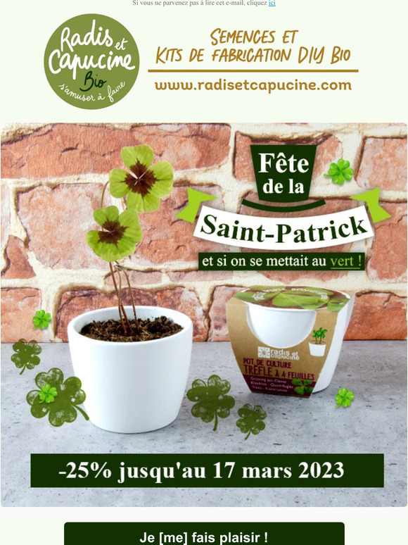 Radis et Capucine - Fête de la Saint-Patrick 🍀 -25% sur kits de brassage de bière