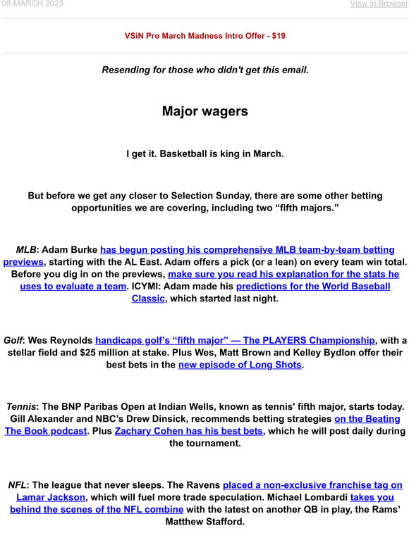 Vsin best bets for the fifth majors and mlb resending milled