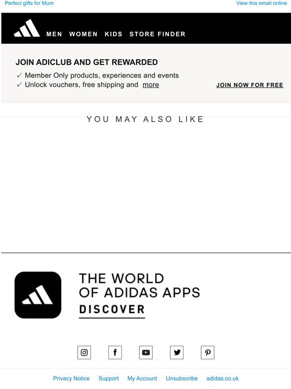 Adidas Email Newsletters: Shop Discounts, and