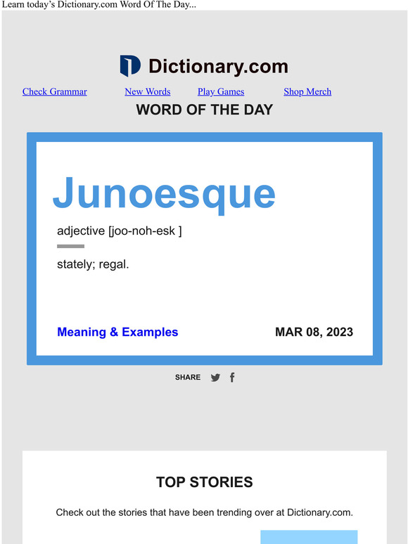 Junoesque Word of the Day Milled