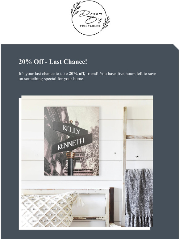 Last chance to take 20% off!