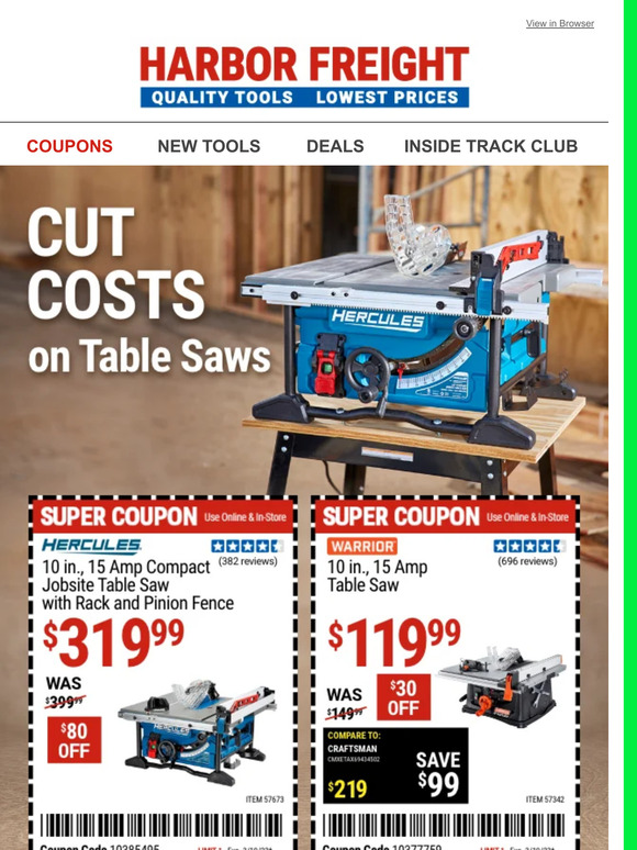 Harbor Freight Tools Get Your New Table Saw for Less! Milled