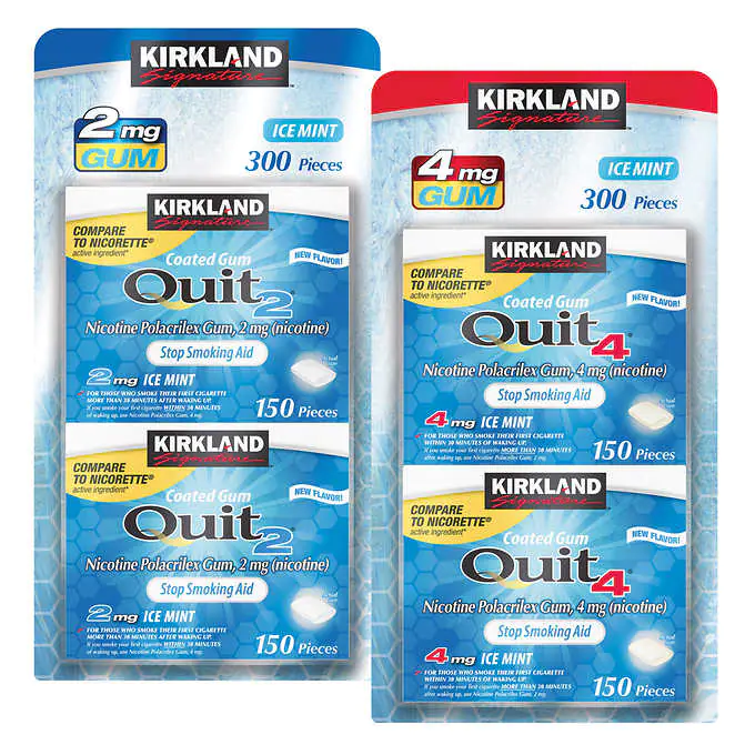Kirkland Signature Quit Ice Mint Coated Gum 2 mg OR 4 mg