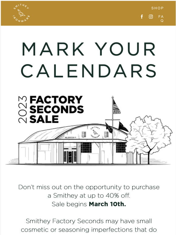 Smithey’s Factory Seconds Sale is back!