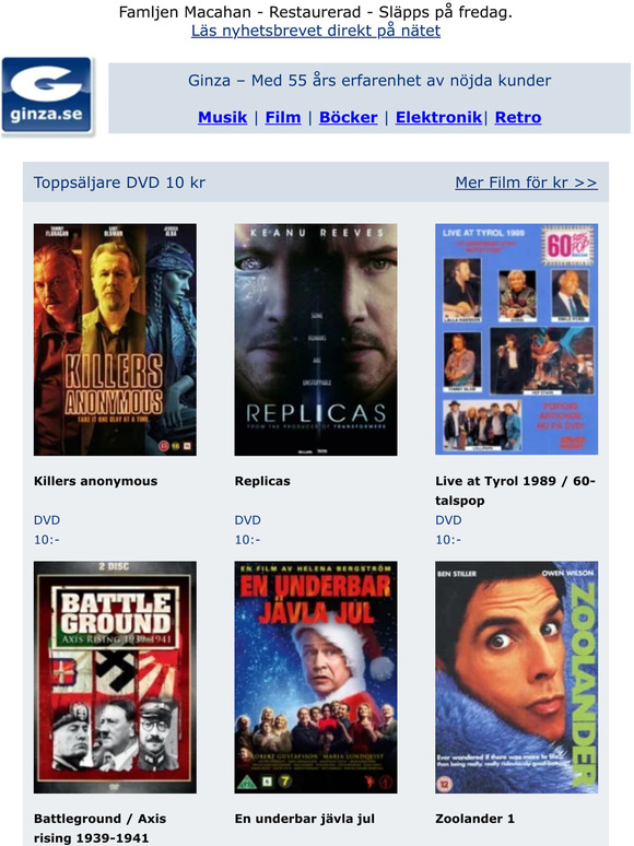 DVD & Blu-ray för 10 kr/st | Filmnyheter från Ginza