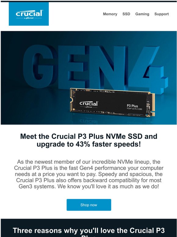 Three reasons why you'll love the Crucial P3 Plus SSD