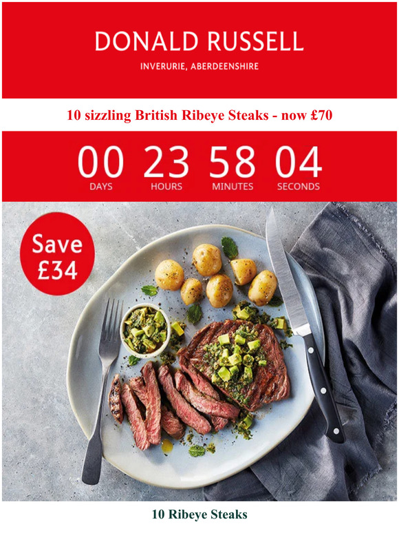 Donald Russell 10 British Ribeye Steaks now £70 👀💥 Milled
