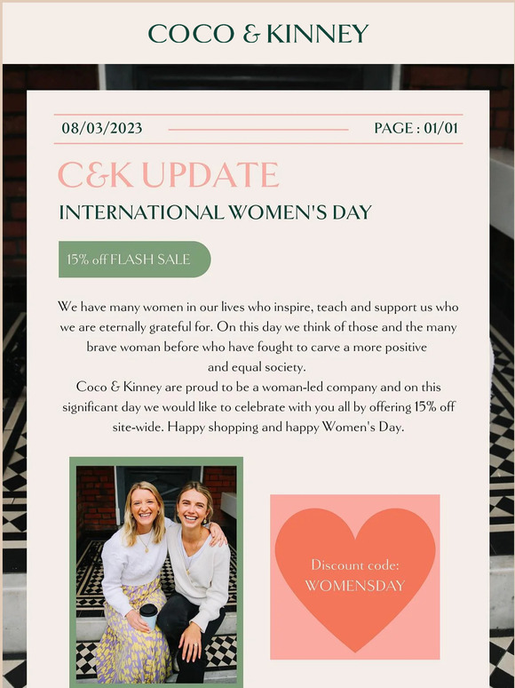 15% Off Women's Day Flash Sale