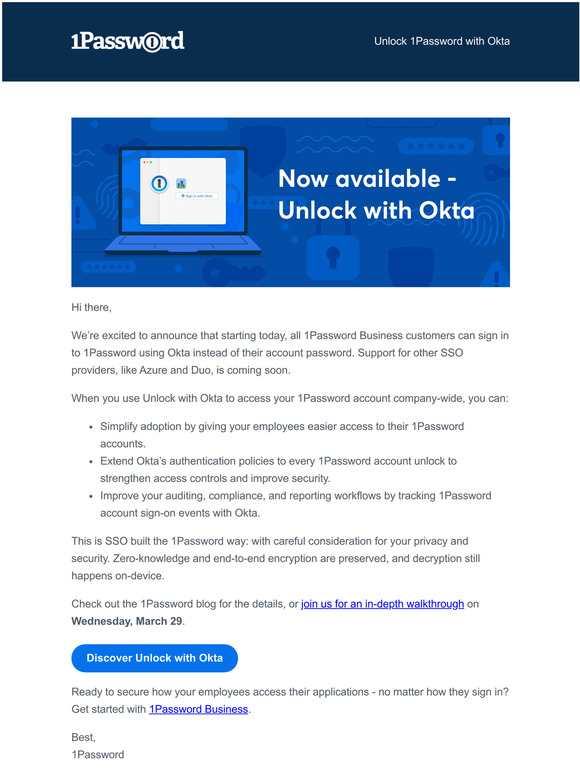 1password Introducing Unlock 1password With Okta Single Sign On Milled