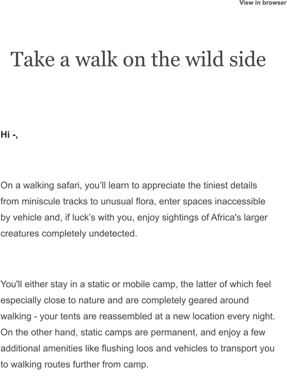 Fall in step on a walking safari