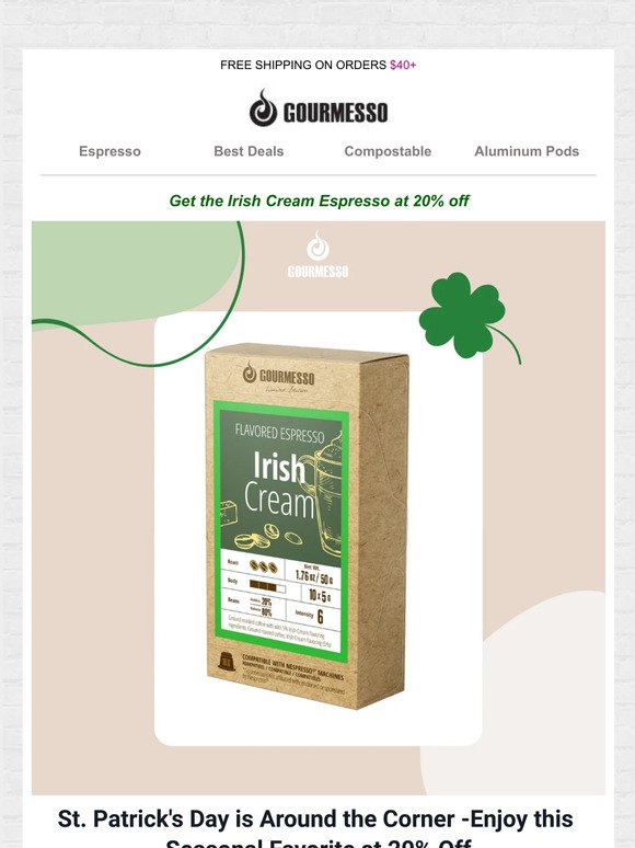 Make the Perfect Irish Coffee with 20% Off🍀