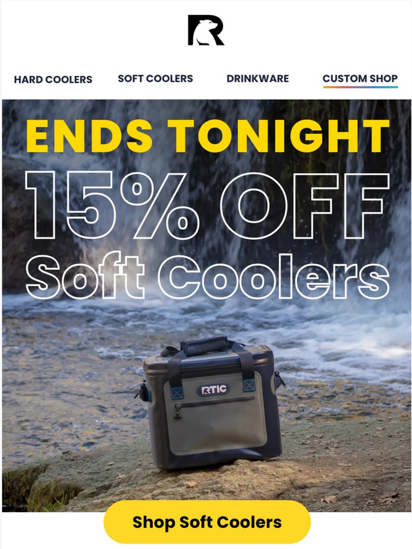 LAST CHANCE to get 15% off Soft Coolers.