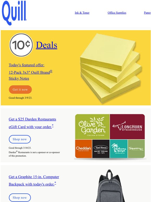 Quill Customer: You’re invited to shop Dime Deals + $20 off
