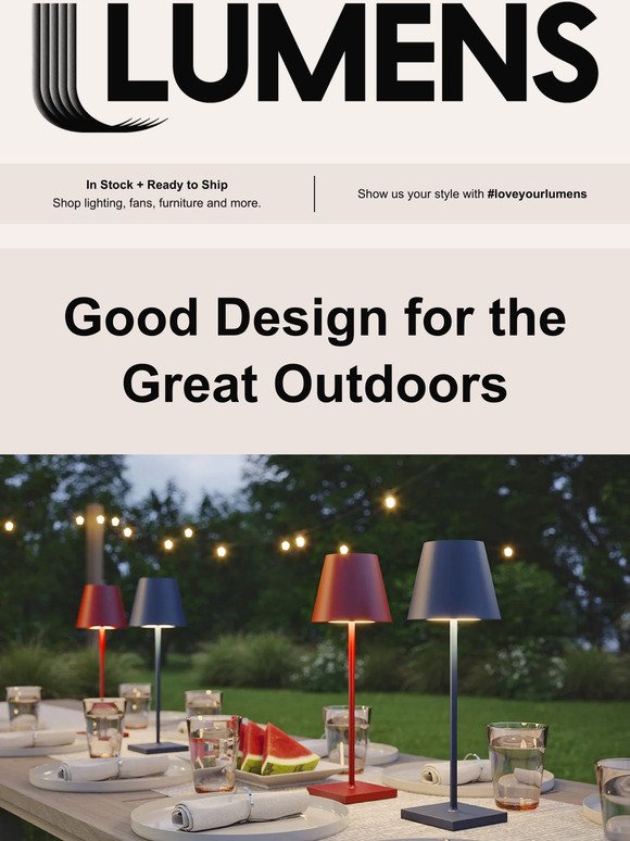 Outdoor outlook: Save up to 50% on design for the outdoors.