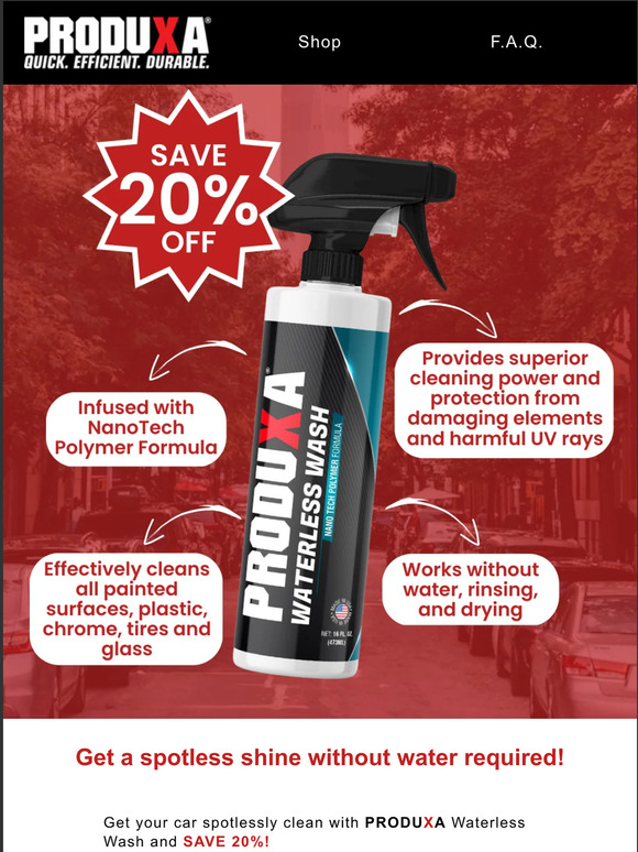 🛑 Urgent: 20% off Waterless Wash today!