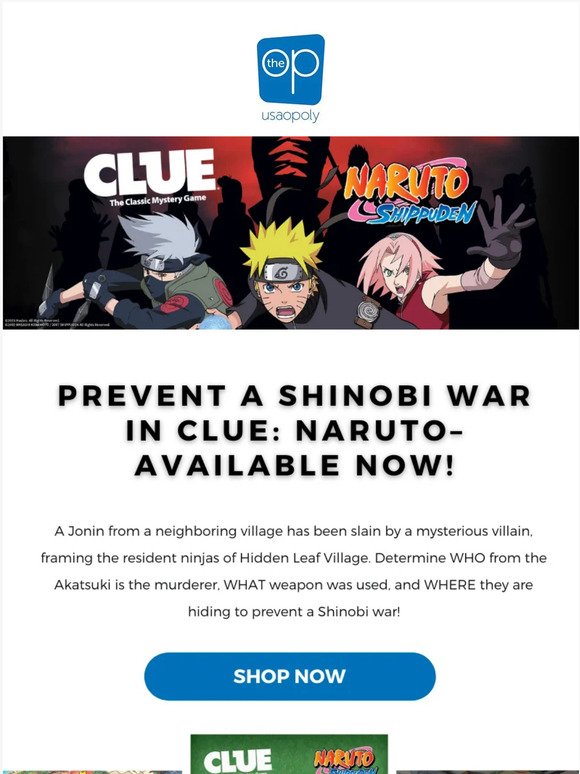 Prevent a Shinobi War in CLUE: Naruto – Available Now!