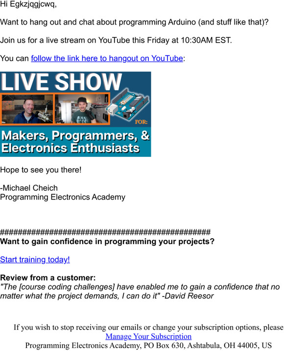 Live Arduino Show 🥪  tomorrow...