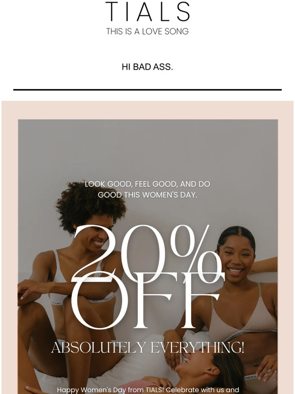 Don't miss our Women's Day sale – 20% off sitewide