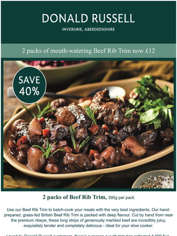 Donald Russell: Don't forget - £8 off Beef Rib Trim 👀 | Milled