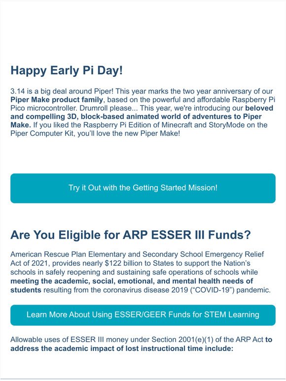 Get Your ESSER III Funds! Plus Pi Day and More... 
