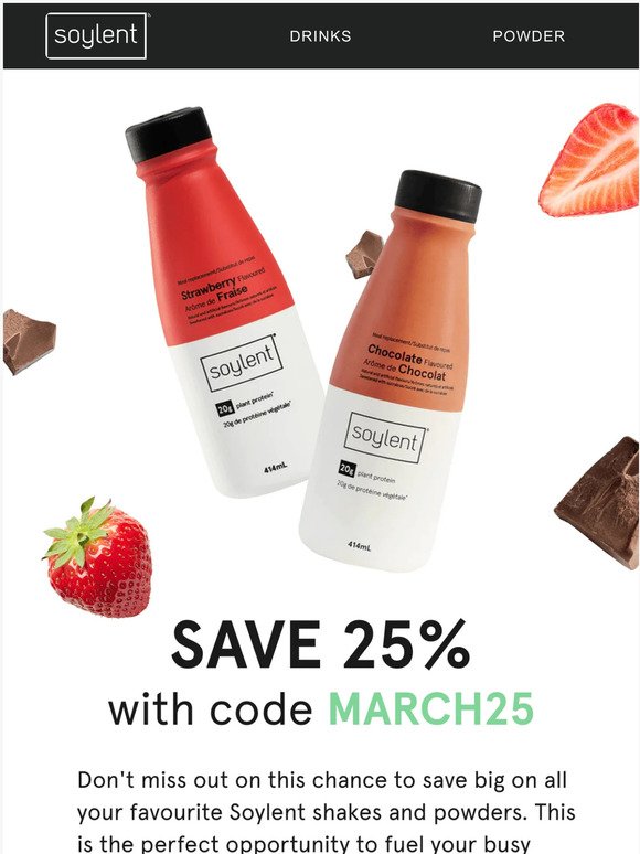 ONE DAY ONLY! Save 25% on Soylent