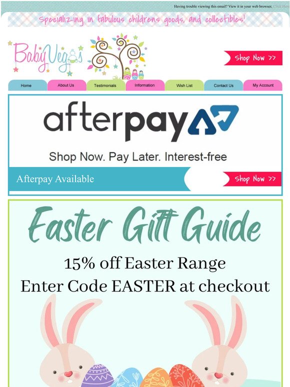 Celebrate Easter At Baby Vegas with 15% off