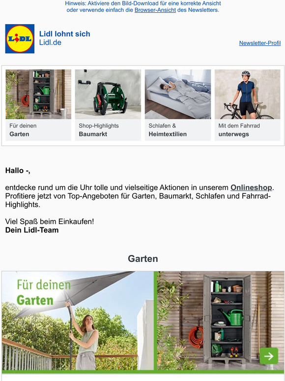 lidl de Garten, Baumarkt, Heimtextilien und weitere Highlights 🚴‍♂️