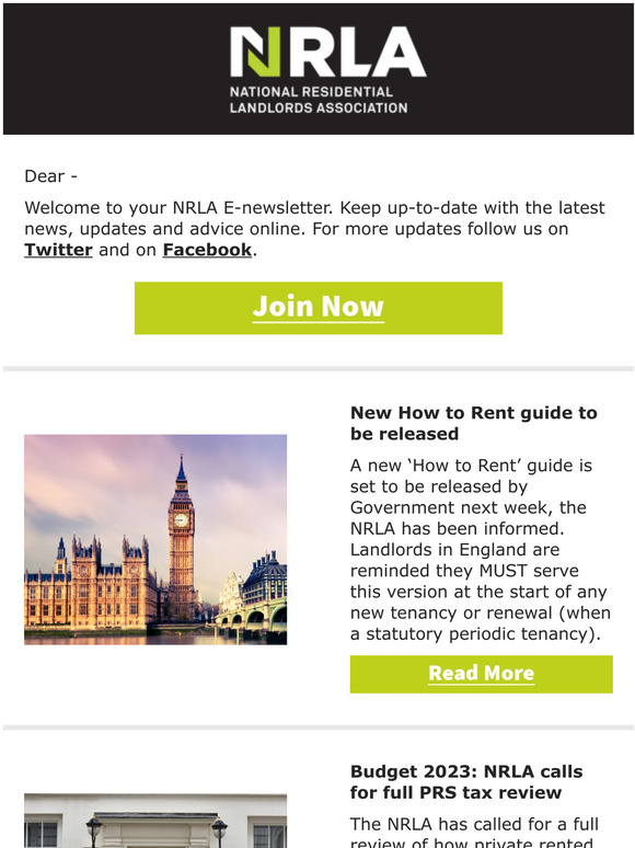 NRLA E News Budget and NRLA tax calls How to Rent guide Renting Homes (Wales) Act Milled