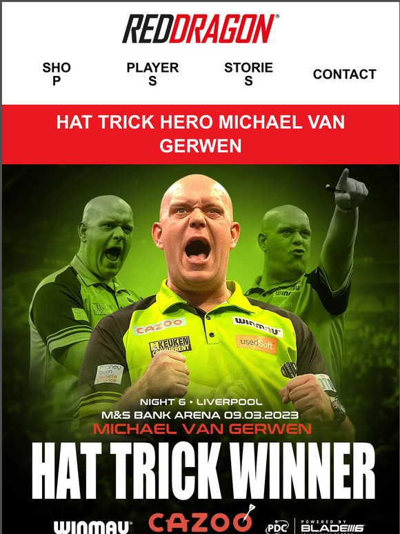 Red Dragon Darts HAT TRICK HERO MICHAEL VAN GERWEN 🎯 Milled
