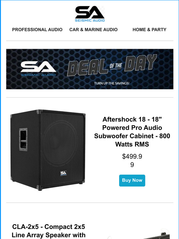 Seismic Audio Speaker DOTD! Active 18" Subs, Compact Line Arrays and