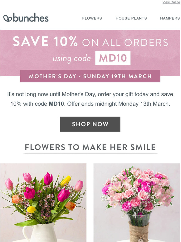 Gifts to make Mum's day with 10% off