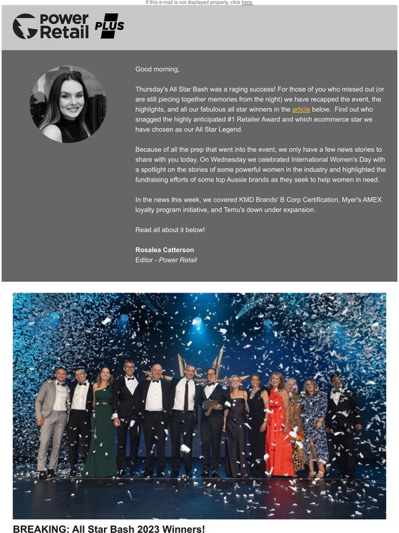 Power Retail: All Star Bash Winners Revealed! | AMEX Partners with Myer ...