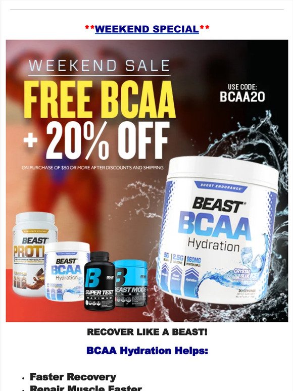 💪 Weekend Sale-FREE BCAA Hydration