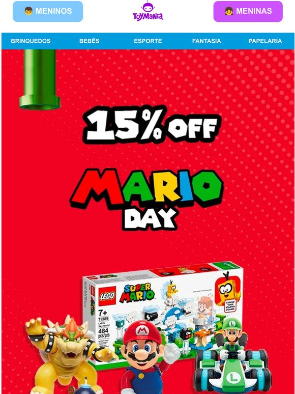 Mario Day 🟥🟩🍄 Cupom de 15%OFF pra você!