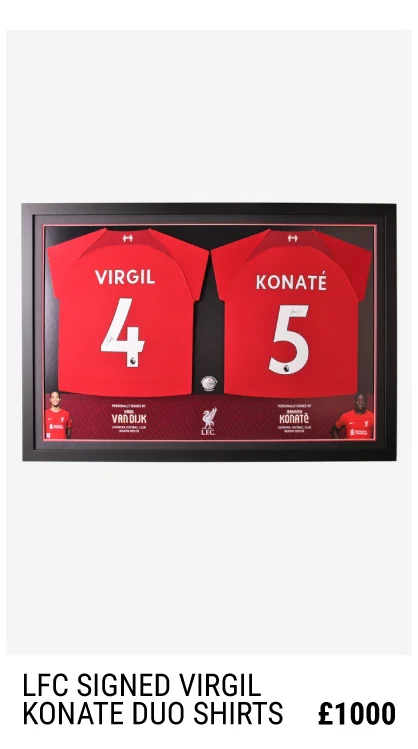 LFC Signed 22-23 Virgil Van Dijk & Konate Framed Shirt