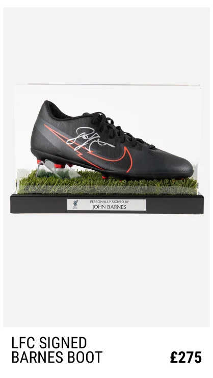 LFC Signed John Barnes Boot In Case