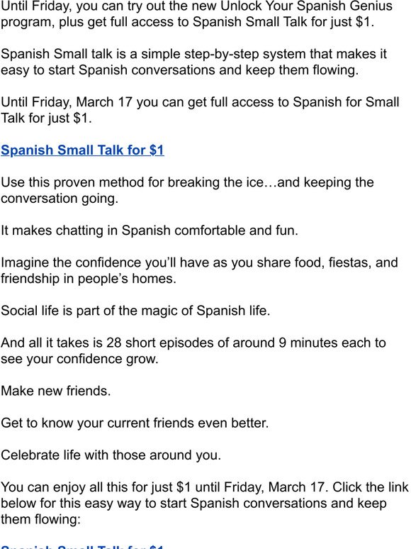 Spanish Small Talk for $1