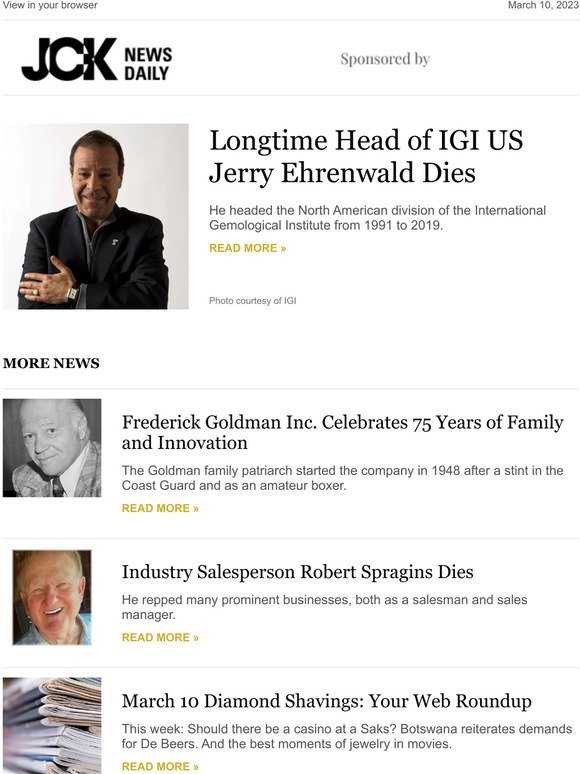 Longtime Head of IGI US Jerry Ehrenwald Dies
