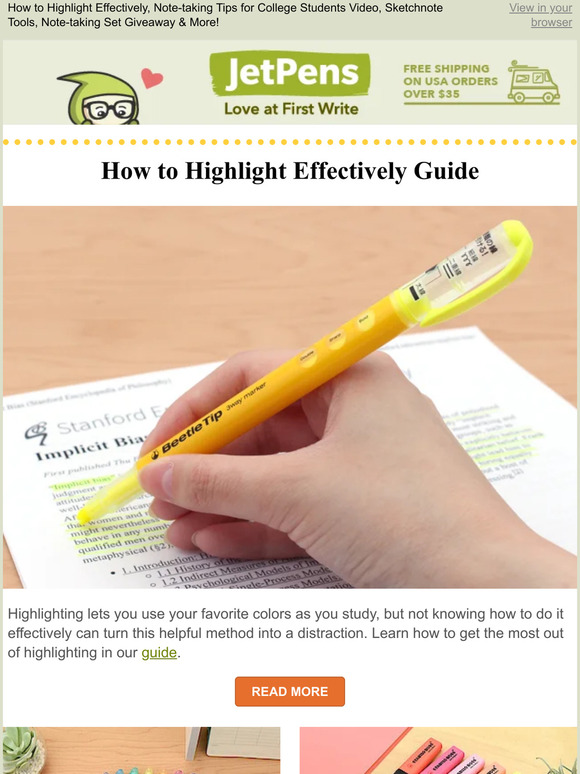 JetPens How to Highlight Effectively, Notetaking Tips for College