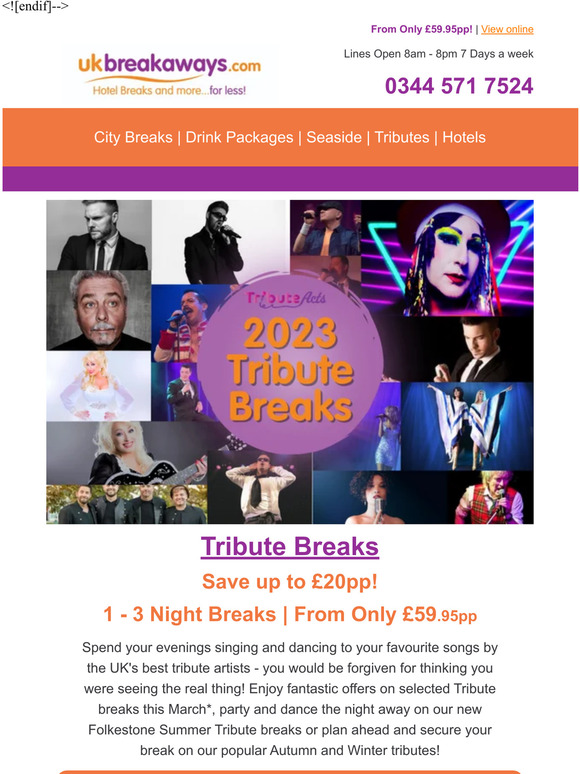 UK Breakaways Fantastic Tribute Breaks From Only £69.95! Milled