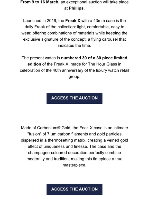 Freak X Carbonium & Gold : a unique limited edition watch auctioned by Phillips