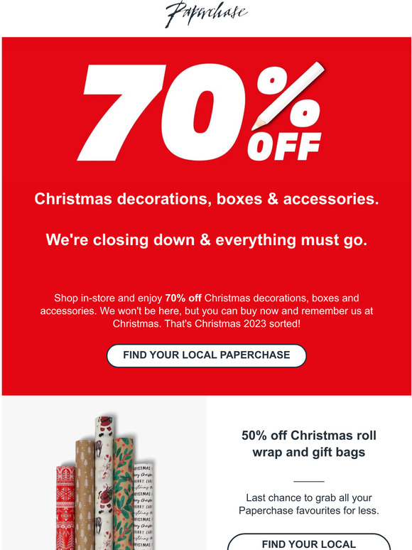 70% off Christmas stock