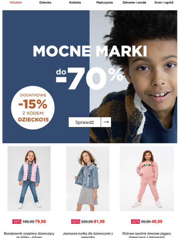 WOW! Dodatkowe -15% na wybrane produkty z kodem: DZIECKO15 🧒 