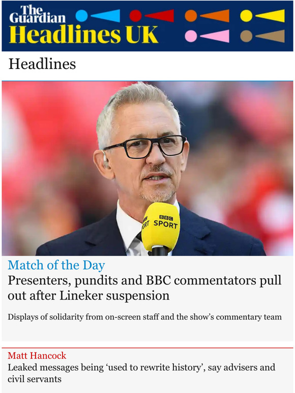 The Guardian: The Guardian Headlines: BBC To Air Match Of The Day ...