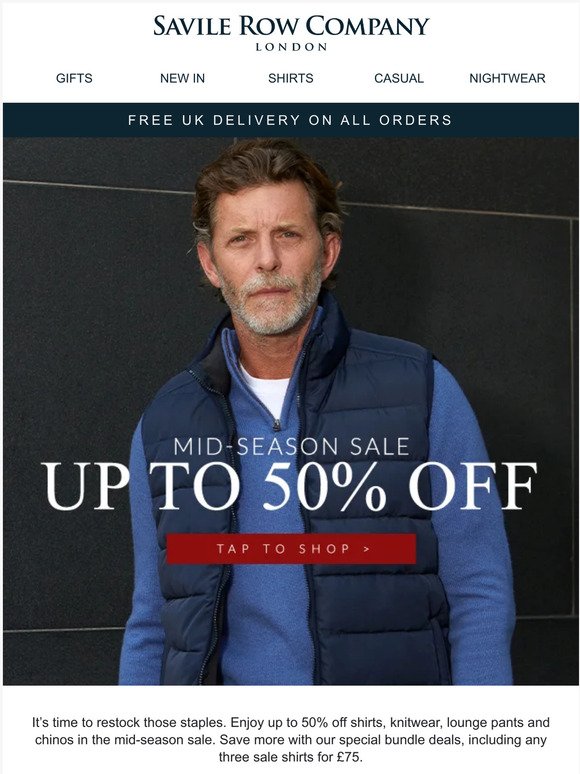 SALE continues with up to 50% off