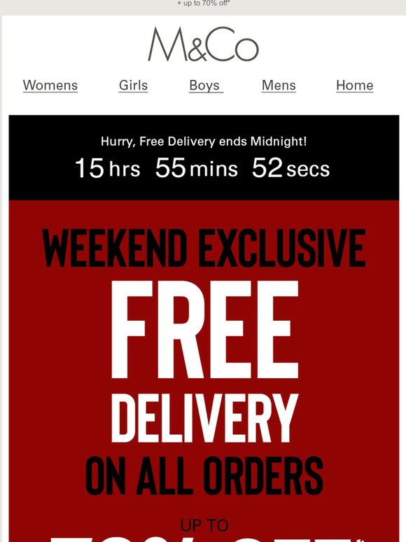 FREE DELIVERY | Ends MIDNIGHT