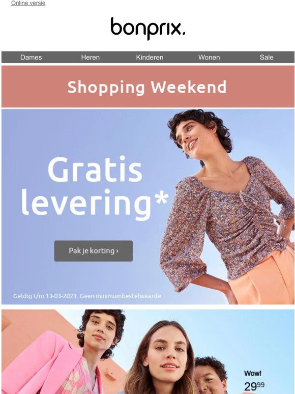 Advertentie Wereldwijd Fabel Bonprix NL: 🌷 Shopping Weekend | Gratis levering | Milled