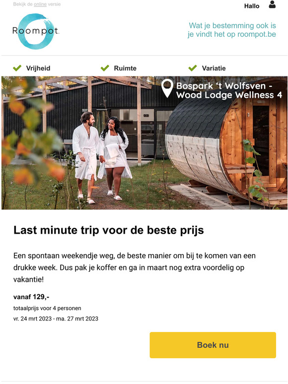 Genieten vanaf 129,- met onze last minute deals!