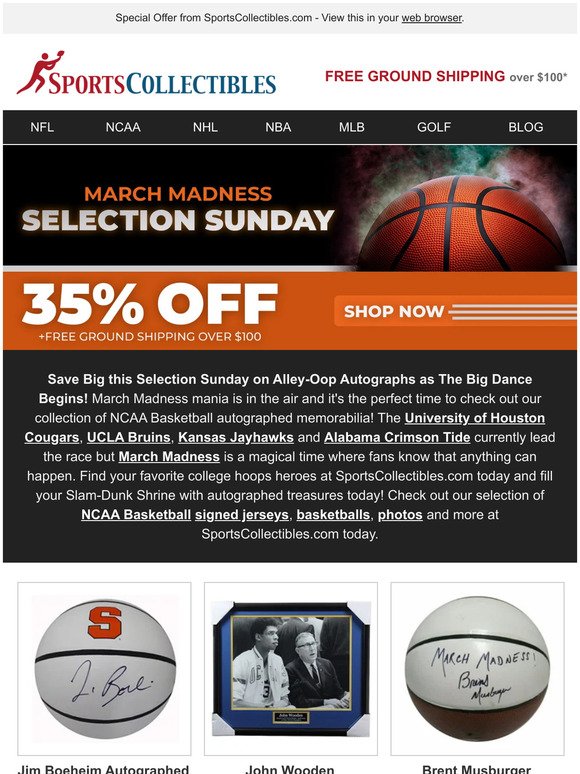 March Madness is Here - 35% Off College Bball Collectibles