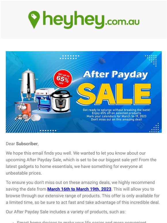 Don't Miss Out on Our Amazing After Payday Sale!